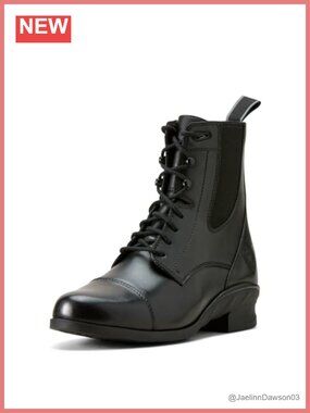 Women's Leather Lace Paddock Boot Ankle Bootie Equestrian Riding